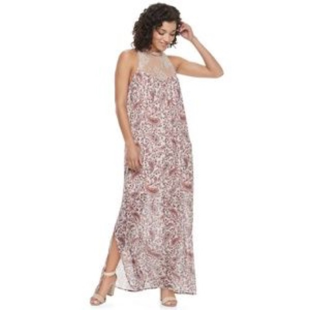 Mason and Belle Paisley Sleeveless Maxi Dress Side Slit size XS
